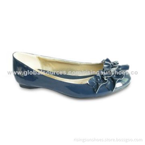 Women's Flat Casual Shoes with Patented PU Upper + TPR Outsole, Ruffles Decorated on UpperNew
